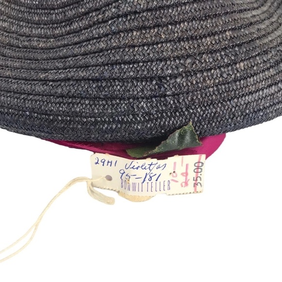1940s BONWIT TELLER JEAN BARTHET STRAW HAT THE NEWS BOY WITH FLOWER FRENCH MADE